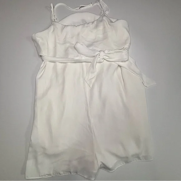 EUC White Tie Waist Short Romper - Picture 2 of 3
